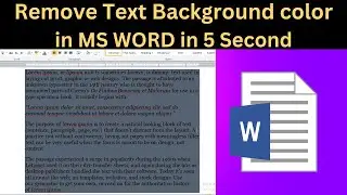 How to Remove Text Background Color in MS Word | Delete and finish background text color in MS Word