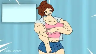 Female Muscle Growth Animation - Body Transformation - Cute girl -