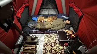 Hot Tent Camping In A Snowstorm !