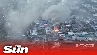 Drone video shows battle raging between Russia and Ukraine in Bakhmut