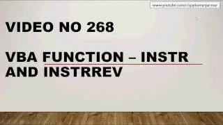 Learn Excel - Video 268- VBA FUNCTION INSTR & INSTRREV