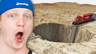 136MPH Train vs Deep Pit Fall