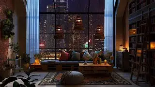 Relaxing Rainy Jazz ☆ Chillout Lounge Piano ☆ Night Skyscrapers