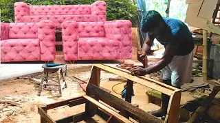 2+1+1 how to make box handle wooden Chesterfield sofa frame