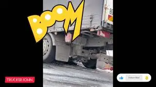 Terrible ice in Kazakhstan DAF truck flew into a ditch