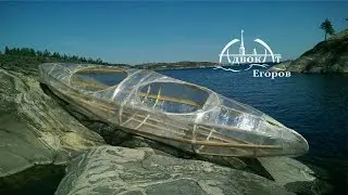 Homemade transparent kayak made from twigs and film stretch wrap Homemade kayak