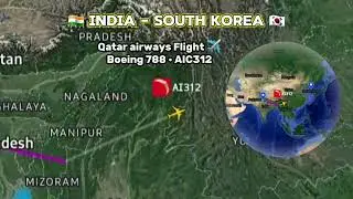 India Delhi to south Korea Seoul flight route map live - Boeing 788 air India flight 