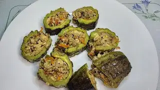 Salmon stuffed Carallie (bitter melon)