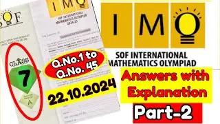 SOF IMO 2024-25 Class-7 Question Paper with Solution#sofimo #mathsolympiad #samplepaper