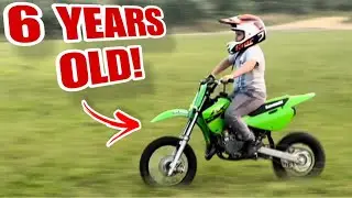 Little Brother Learns How To Ride His New Dirt Bike!