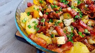 Ужин без хлопот🥓🥔🧅🍅  Готовлю из того, что нашлось в холодильнике