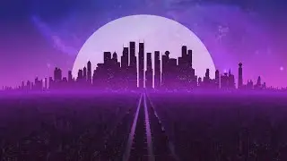 Synth City Dark Purple Screensaver - Looped Animation Background