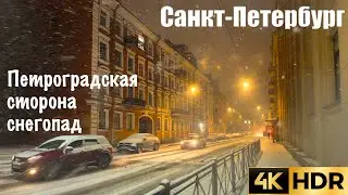 🇷🇺 4K HDR САНКТ-ПЕТЕРБУРГ. Зимнее волшебство на Петроградской стороне.