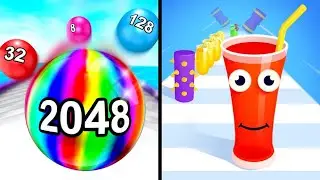 Ball Run 2048 Vs Juice Run 🍷🧃🔮All Max Levels Walkthrough Gameplay…..