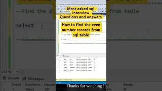 How to find the even number records from SQL table #shorts #sql #sqlqueries #sqlinterview #coding