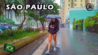 Walking in the Rain in São Paulo — AV PAULISTA and MASP MUSEUM — São Paulo 🇧🇷 Brazil 【 4K UHD 】