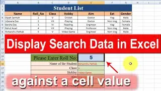 How to Display Search Data in Excel against a cell value 🔥🔥🔥