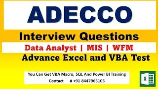 Adecco India | Data Analyst | MIS | WFM | Interview Question | Excel Test