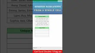 Remove Duplicates From a Single Cell #exceltips