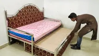 How to make a Stainless steel Sofa Cum Bed Double Bed with box storage |homemade creative inventions