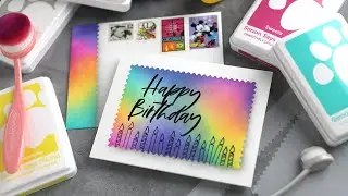 Colorful Blended Birthday Card & Envelope with Kristina Werner