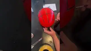 Rate this paint job from 1 - 10! 3d printed Spiderman helmet 🕸️ 