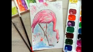 Скетч фламинго. Flamingo sketch. Как нарисовать фламинго акварелью. Акварельная иллюстрация