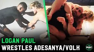 Logan Paul wrestles with Israel Adesanya and Alexander Volkanovski