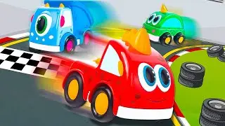 Машинки Мокас - Видео для малышей с игрушками! Машинки монстрики устраивают Гонки!