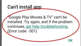 How to fix Cant install app|Error code 501 in Google play store