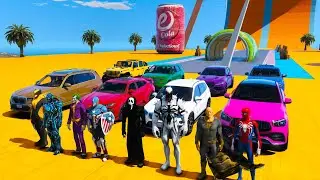 Challenge Superheroes Spiderman and CARS BMW X7 Lamborghini Urus Человек-паук и другие Супер Герои !