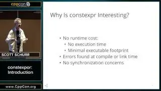 CppCon 2015: Scott Schurr “constexpr: Introduction”