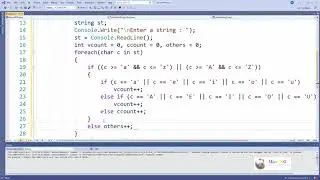 C# program - count vowels and consonants in a string