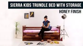 Kids bed: Sierra Kids Trundle Bed With Storage (Honey Finish) Online