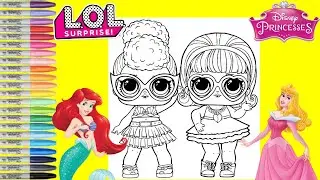 LOL Surprise Dolls Repainted as Disney Princess Aurora and Ariel Coloring Book Page