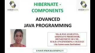 HIBERNATE COMPONENTS | ADVANCED JAVA PROGRAMMING | Mrs.K.Balasaranya, AP/CSE, RMDEC