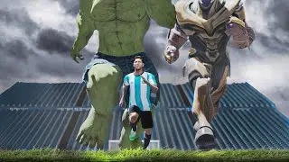 Messi vs Hulk: EPIC Showdown with Thanos in Football Match