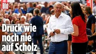 Kanzler Olaf Scholz trifft Bürger und wird niedergepfiffen | Neuruppin