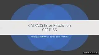 CALPAD Error Resolution CERT155