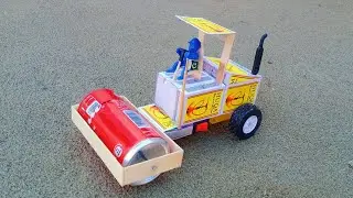 How To Make An Amazing Matchbox Road Roller Machine At Home - DIY Bulldozer Tractor 🚜