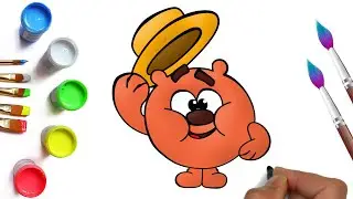 How to draw Kopatych from Smeshariki drawing cartoon characters that can be drawn with children