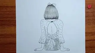 How to Draw a girl back side Sitting alone #howtodraw #girldrawing