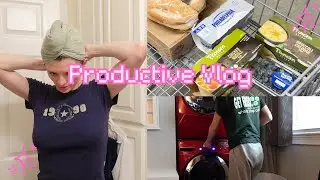 a productive tuesday vlog | laundry, grocery shopping, cleaning, self care