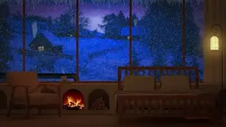 Snowfall & fireplace sounds for sleeping | Cozy bedroom ambience for relaxation