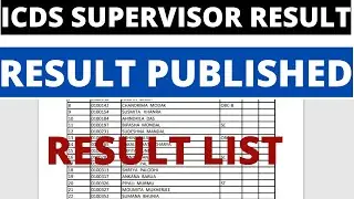 ICDS Supervisor Main Result Out (Official) | PSC ICDS Supervisor Main Result