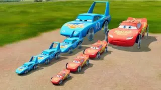 Flatbed Trailer Truck Rescue - Cars vs Rails - Speed Bumps - BeamNG.Drive