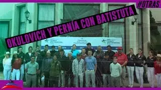 Okulovich y Pernía jugaron al golf con Batistuta (12-4-2018)