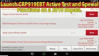 Launch CRP919EBT Active Test and Special Functions on a 2010 Impala.👈🏼