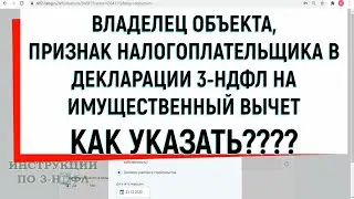 ВЛАДЕЛЕЦ ОБЪЕКТА В 3-НДФЛ, ПРИЗНАК НАЛОГОПЛАТЕЛЬЩИКА В ДЕКЛАРАЦИИ НА ИМУЩЕСТВЕННЫЙ ВЫЧЕТ КАК УКАЗАТЬ