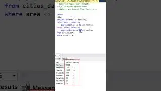 Deloitte SQL Interview | RANK DESC & RANK ASC | Population Density